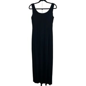Alex Evenings Maxi Dress Women's Size 8 Black Ribbed Tank Long Dress